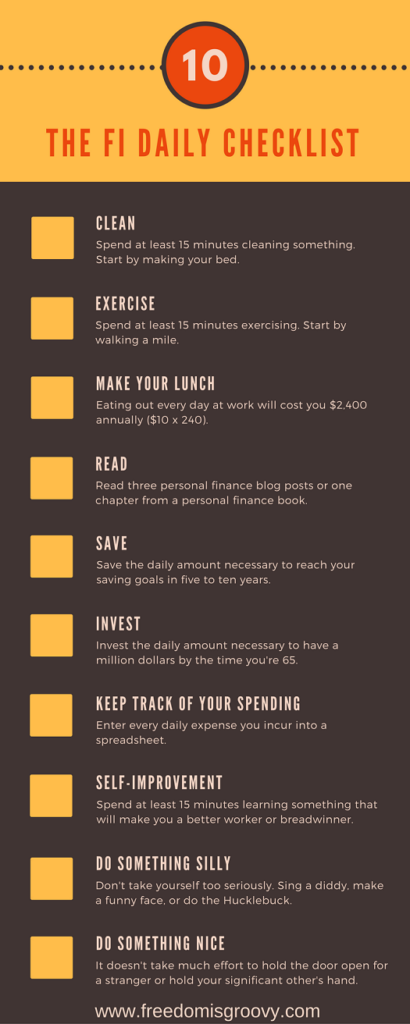 list of 10 things to do daily in order to achieve financial independence