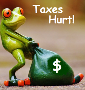 picture of frog dragging his onerous tax payment