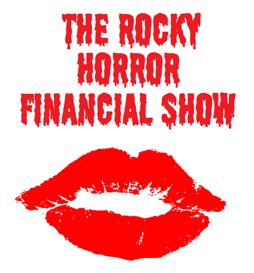 picture of red lips with the caption rocky horror financial show above it