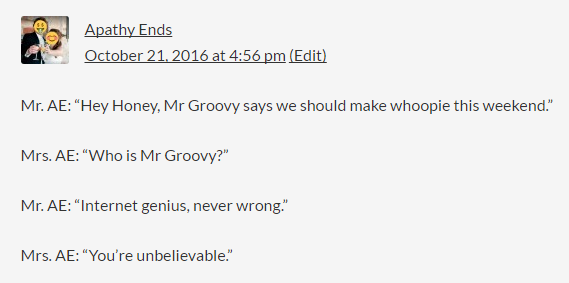 screen shot of Apathy End's reply to Mr. Groovy's make whoopie quote
