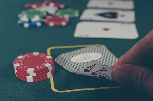 a picture a blackjack hand on a blackjack table